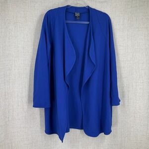 Clara Sun Woo Cardigan Womens‎ XL Cobalt Blue Open Front Drape Classic Jacket